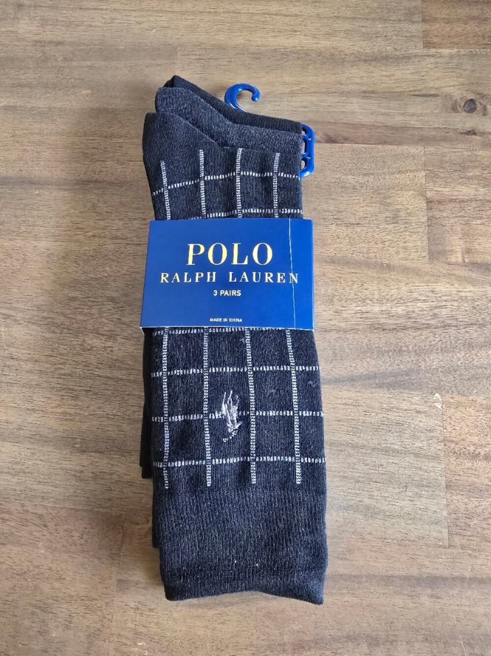 Polo Ralph Lauren 3 Pairs Casual Dress Socks Black Gray Men's Size 6-12.5